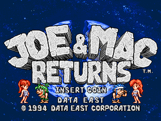 Joe & Mac Returns (World, Version 1.1, 1994.05.27) Title Screen